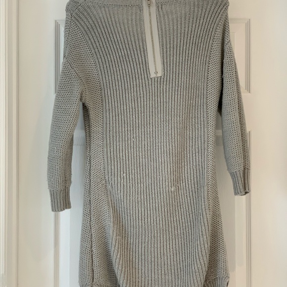 Ribbed knot Sweater dress grey colour with zipper - Picture 5 of 6